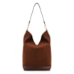 Bolsa Hobo Grande Couro Nobuck Floater /Couro Plume Marrom Perfuros - imagem 3
