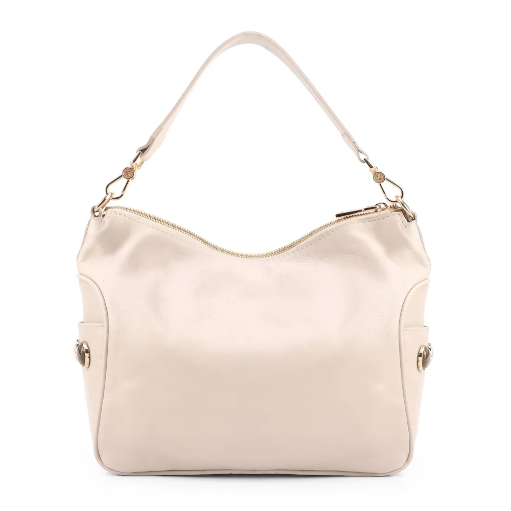 Bolsa Hobo Grande Couro Off White Pedras Laterais - imagem 3