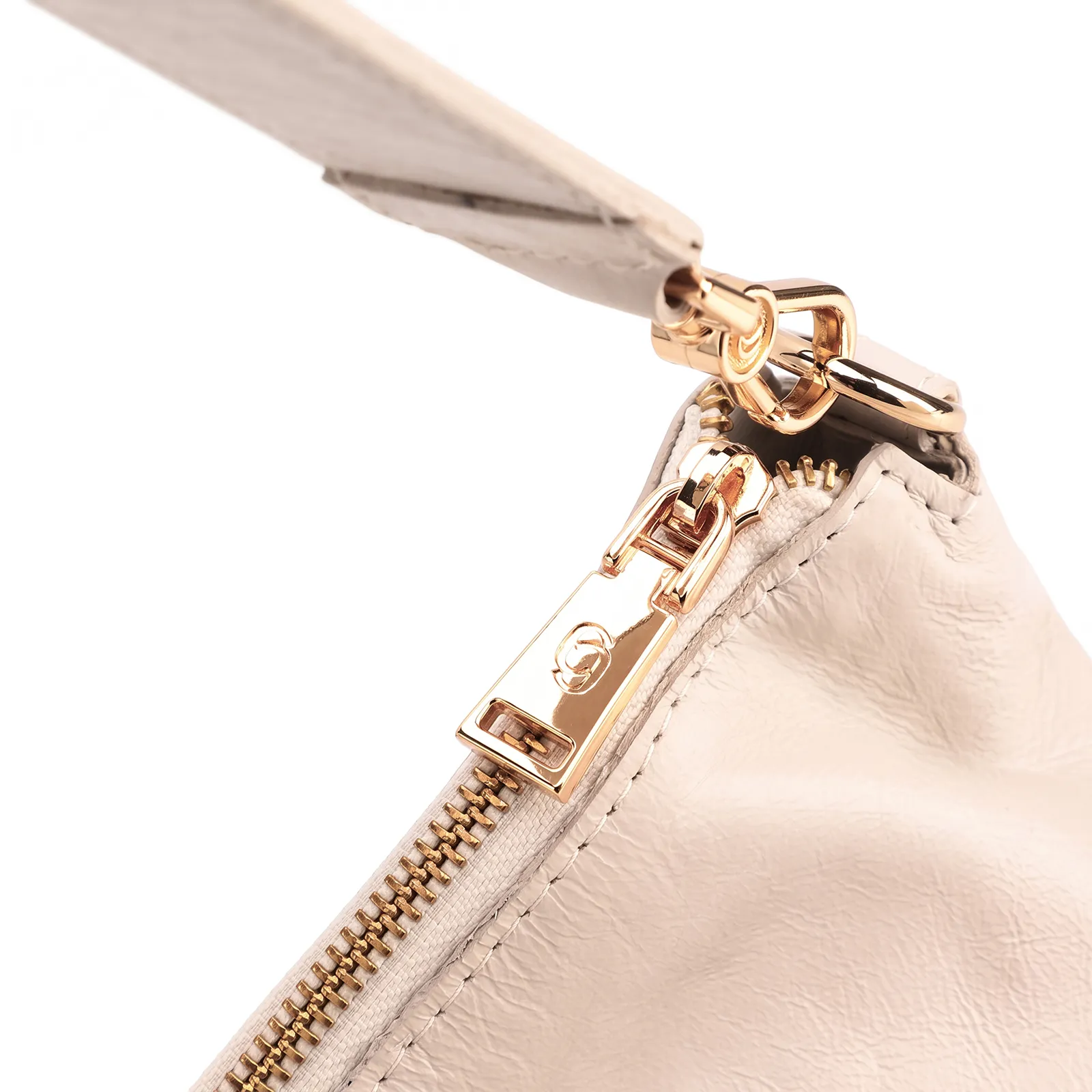 Bolsa Hobo Grande Couro Off White Pedras Laterais