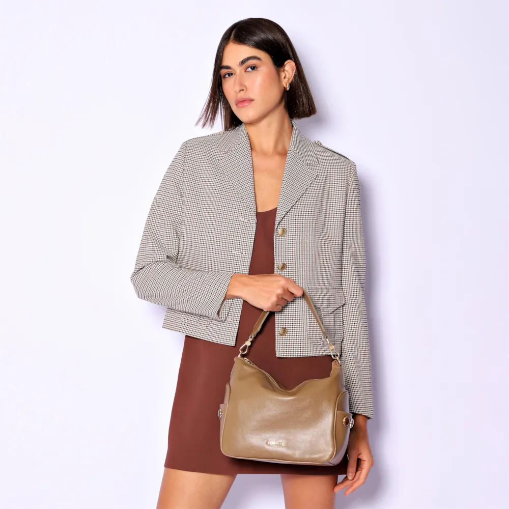 Bolsa Hobo Grande Couro Verde Claro Pedras Laterais - imagem 2
