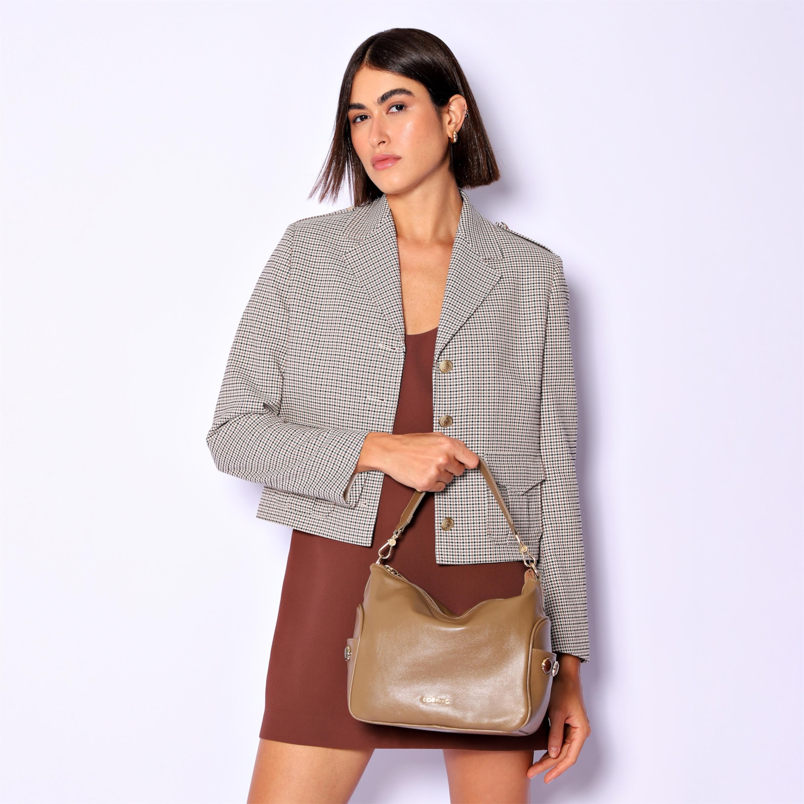 Bolsa Hobo Grande Couro Verde Claro Pedras Laterais