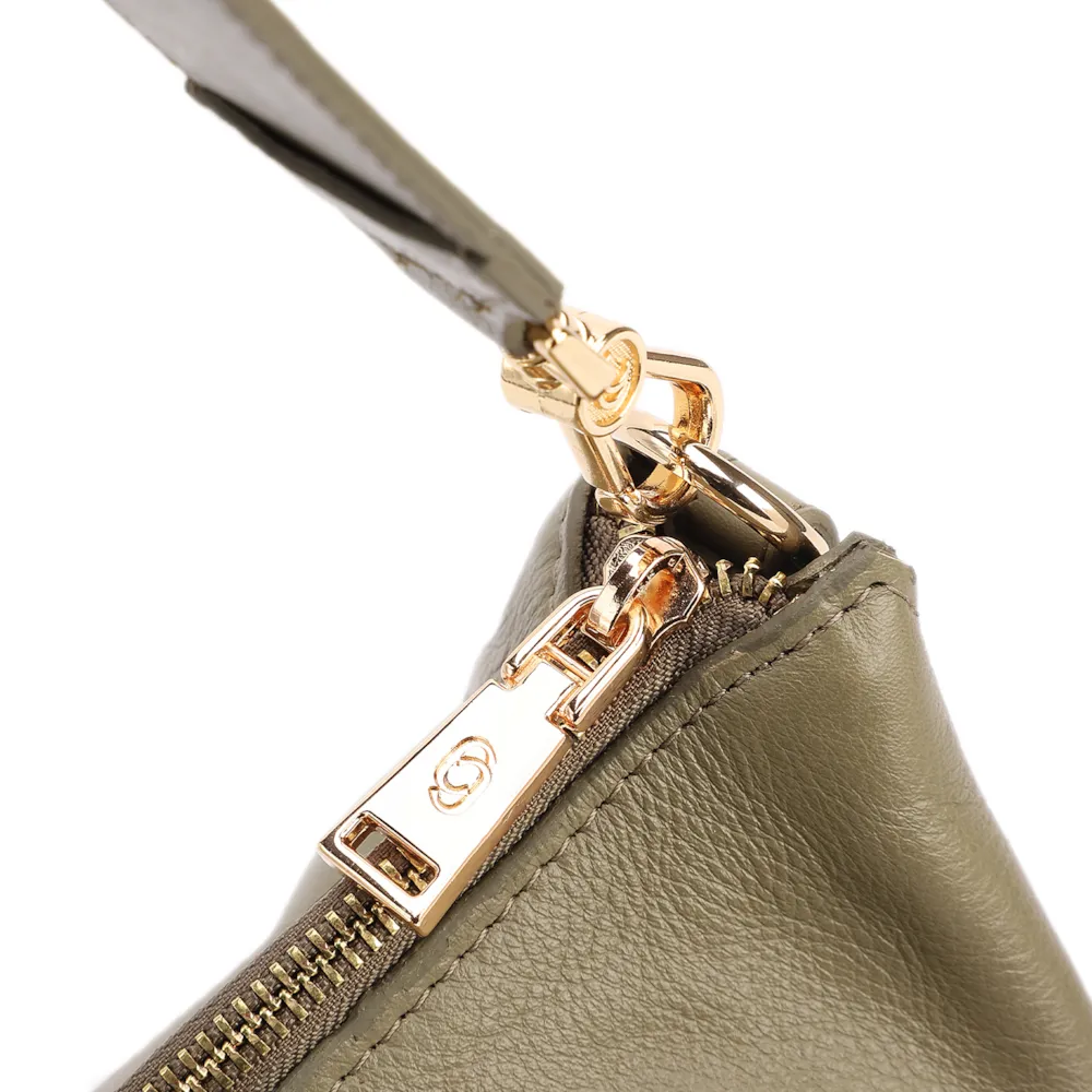 Bolsa Hobo Grande Couro Verde Pedras Laterais - imagem 5