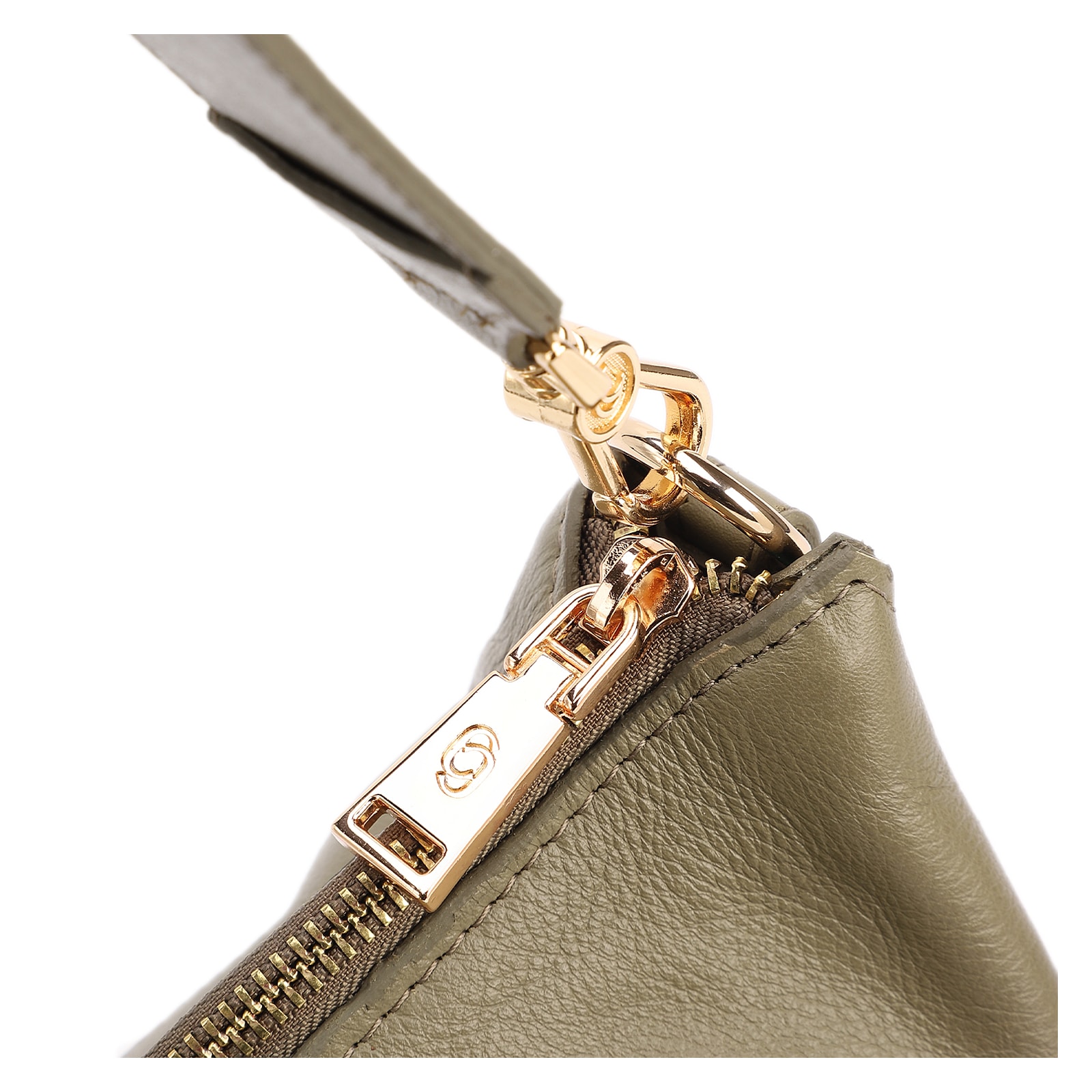Bolsa Hobo Grande Couro Verde Pedras Laterais