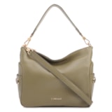 Bolsa Hobo Grande Couro Verde Pedras Laterais
