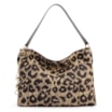 Bolsa Hobo Jacquard Onça/ Couro Marrom Escuro - imagem 1
