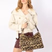 Bolsa Hobo Jacquard Onça/ Couro Marrom Escuro - imagem 2
