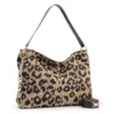 Bolsa Hobo Jacquard Onça/ Couro Marrom Escuro - imagem 3
