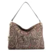 Bolsa Hobo Jacquard Paisley /Couro Marrom Escuro - imagem 1