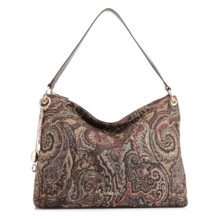 JACQUARD Paisley /COURO Marrom Escuro