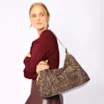 Bolsa Hobo Jacquard Paisley /Couro Marrom Escuro - imagem 2