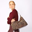 Bolsa Hobo Jacquard Paisley /Couro Marrom Escuro - imagem 2