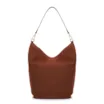 Bolsa Hobo Laser Cut Couro Camurça/Couro Marrom Escuro - imagem 3