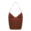 Bolsa Hobo Laser Cut Couro Camurça/Couro Marrom Escuro - imagem 3