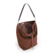 Bolsa Hobo Laser Cut Couro Camurça/Couro Marrom Escuro - imagem 4