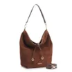 Bolsa Hobo Laser Cut Couro Camurça/Couro Marrom Escuro - imagem 2