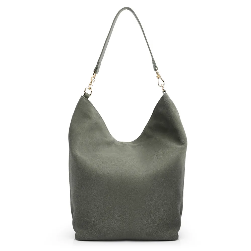 Bolsa Hobo Laser Cut Couro Camurça/Couro Verde - imagem 3