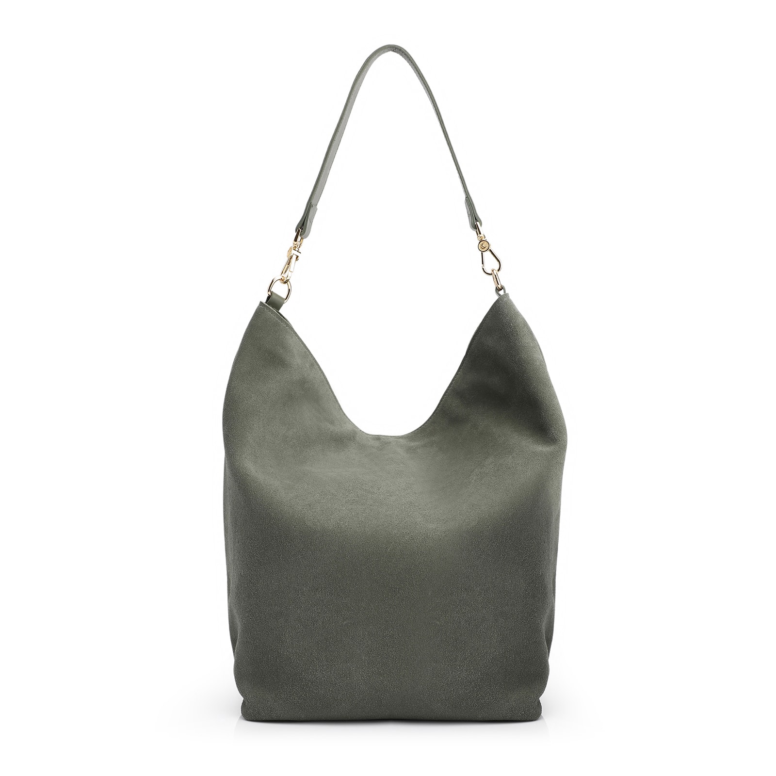 Bolsa Hobo Laser Cut Couro Camurça/Couro Verde
