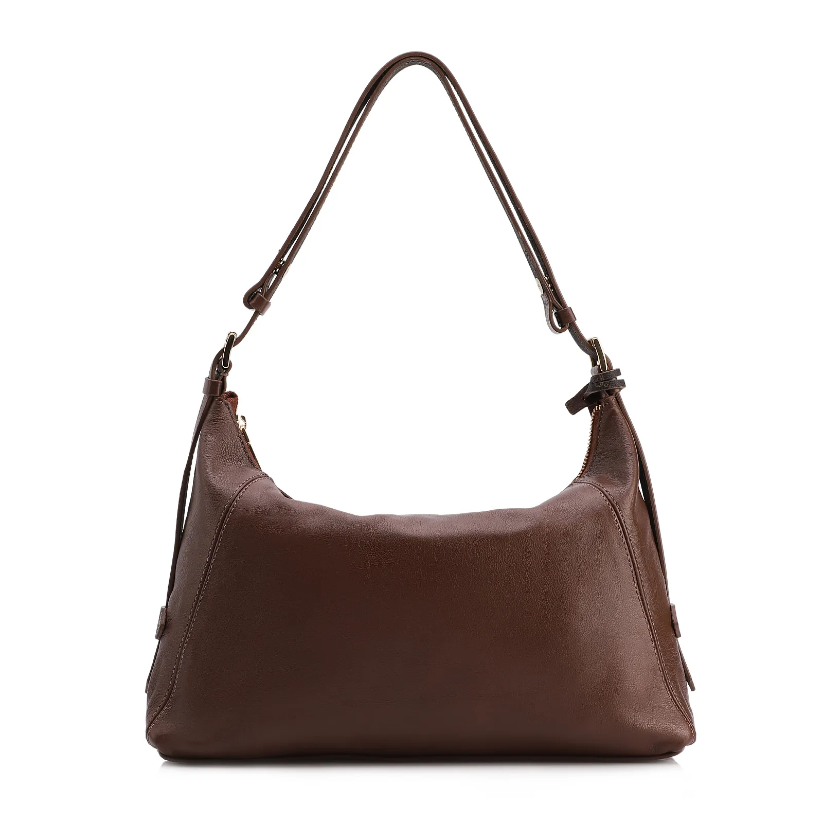 Bolsa Hobo Marrom Média Couro Pingente Monograma