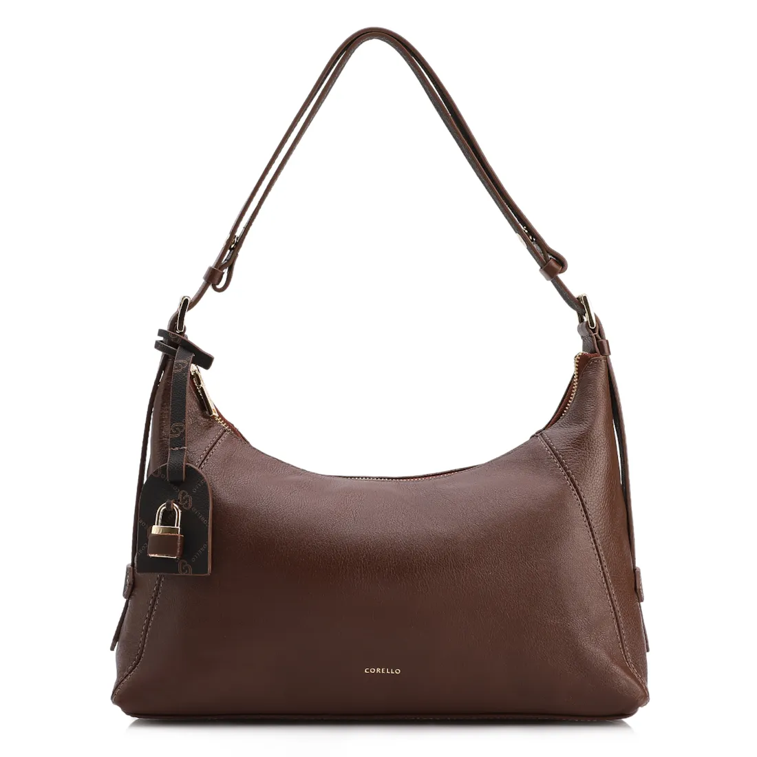  Bolsa Hobo Marrom Média Couro Pingente Monograma