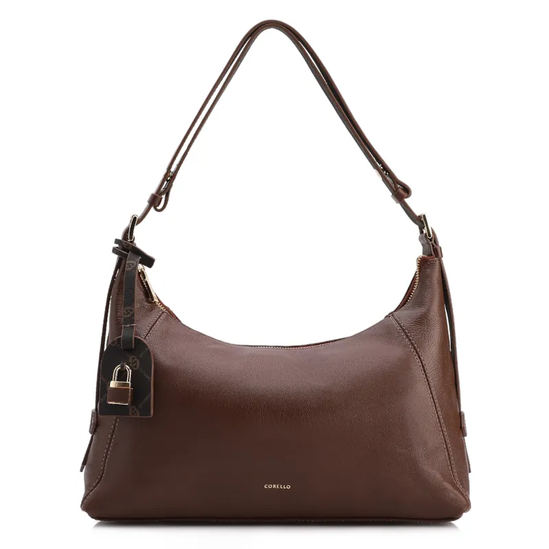  Bolsa Hobo Marrom Média Couro Pingente Monograma
