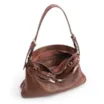 Bolsa Hobo Média Couro Marrom Tiras Frontais Pedras - imagem 4