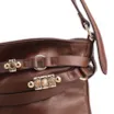 Bolsa Hobo Média Couro Marrom Tiras Frontais Pedras - imagem 6