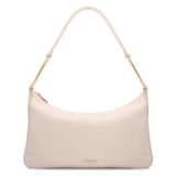 Bolsa Hobo Média Couro Off White Argolas Douradas Laterais