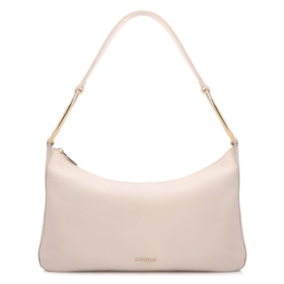 Média Couro Off white Argolas douradas laterais