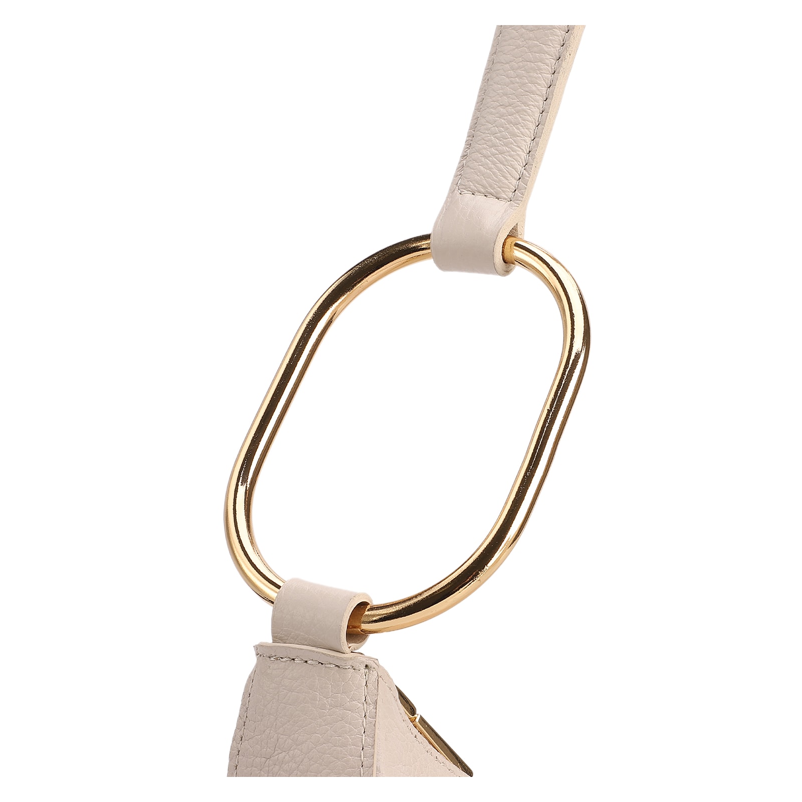 Bolsa Hobo Média Couro Off White Argolas Douradas Laterais