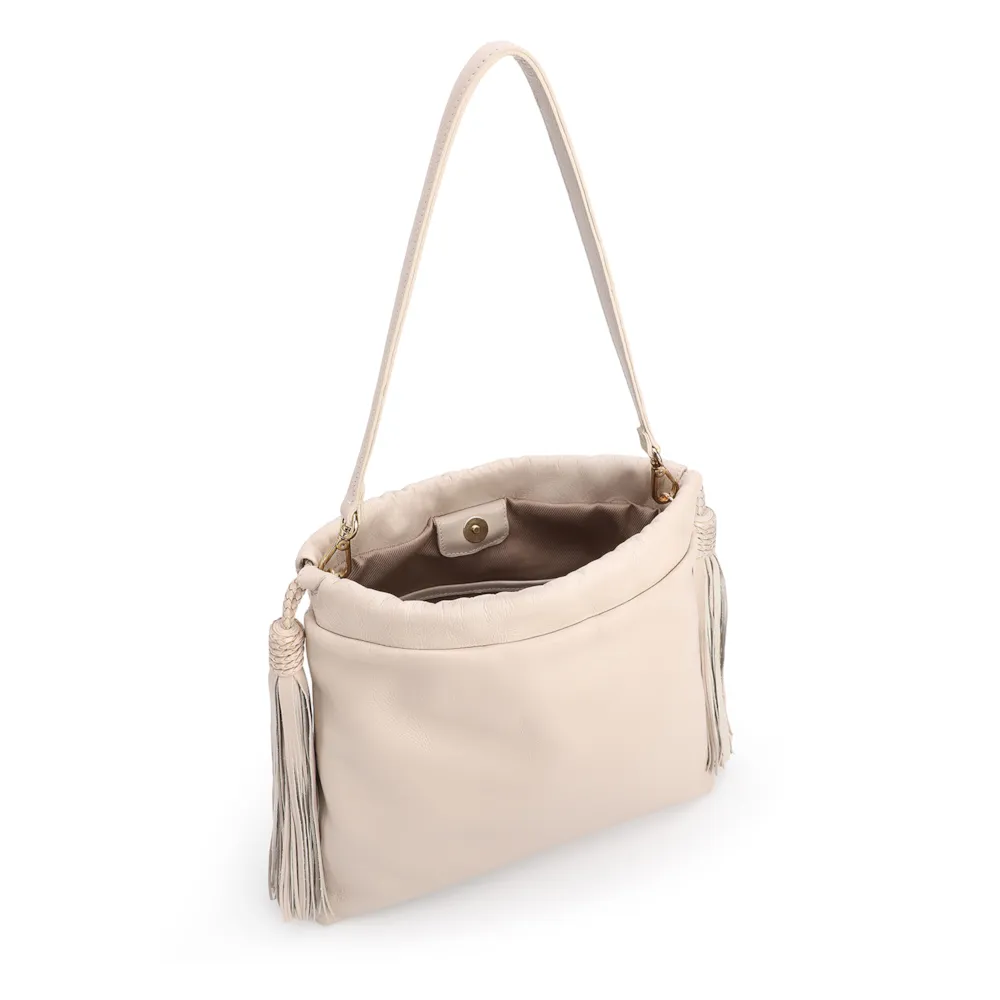 Bolsa Hobo Média Couro Off White Barbicachos Laterais - imagem 4