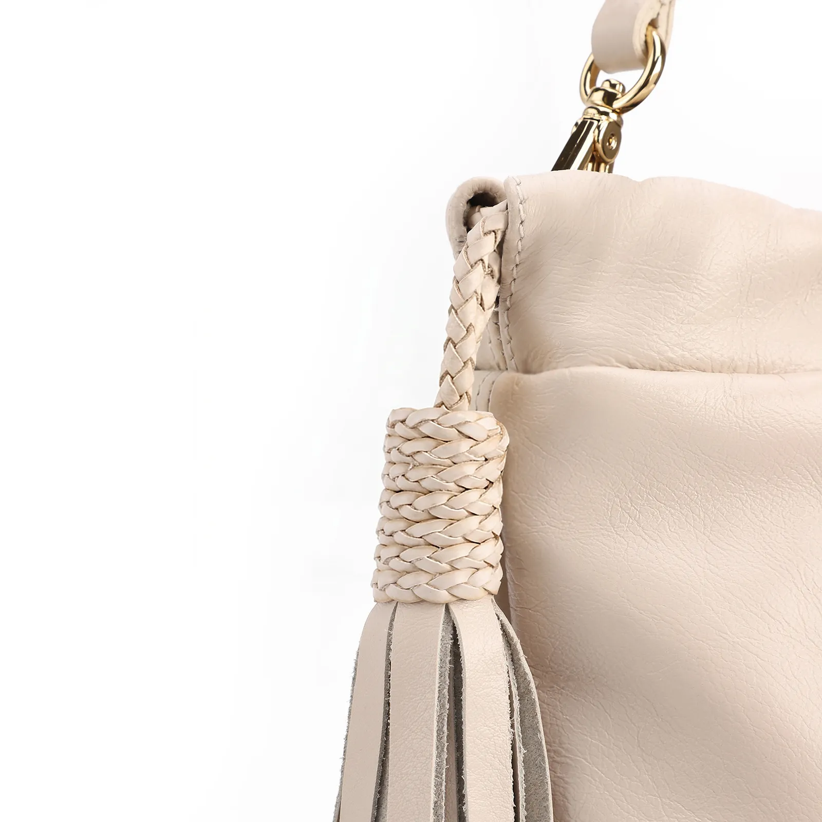 Bolsa Hobo Média Couro Off White Barbicachos Laterais