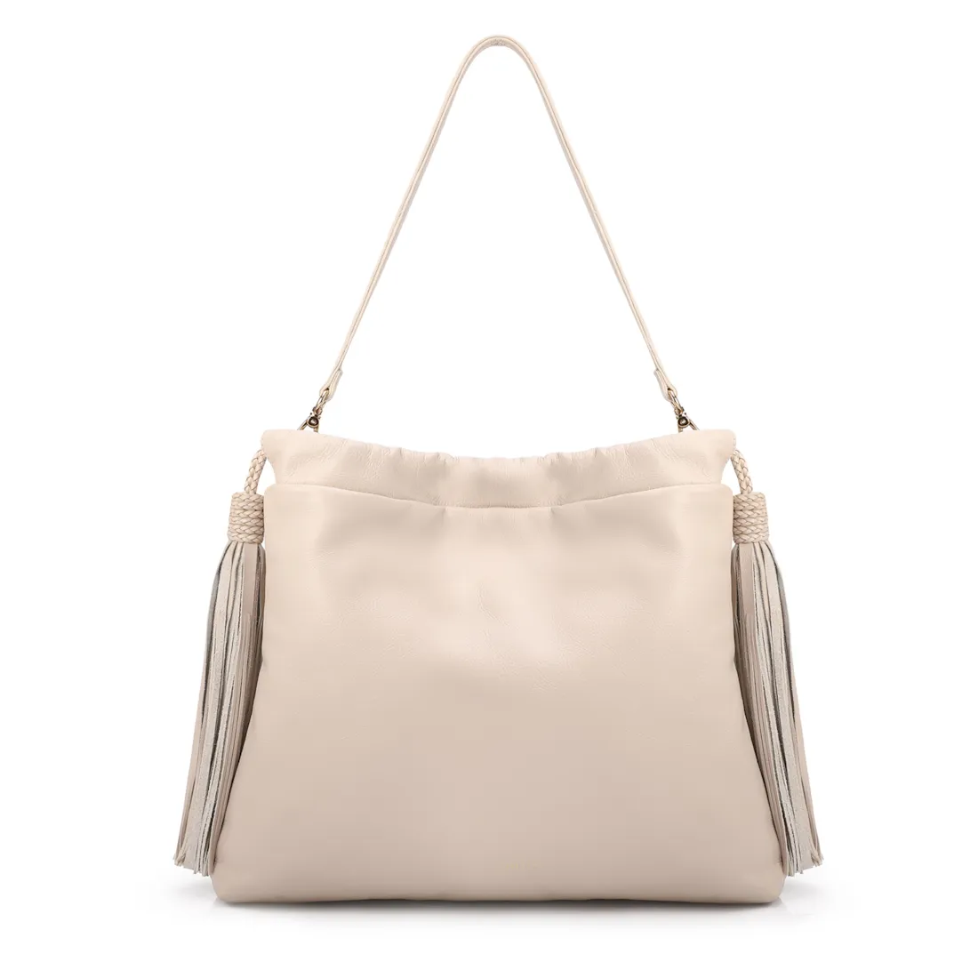 Bolsa Hobo Média Couro Off White Barbicachos Laterais