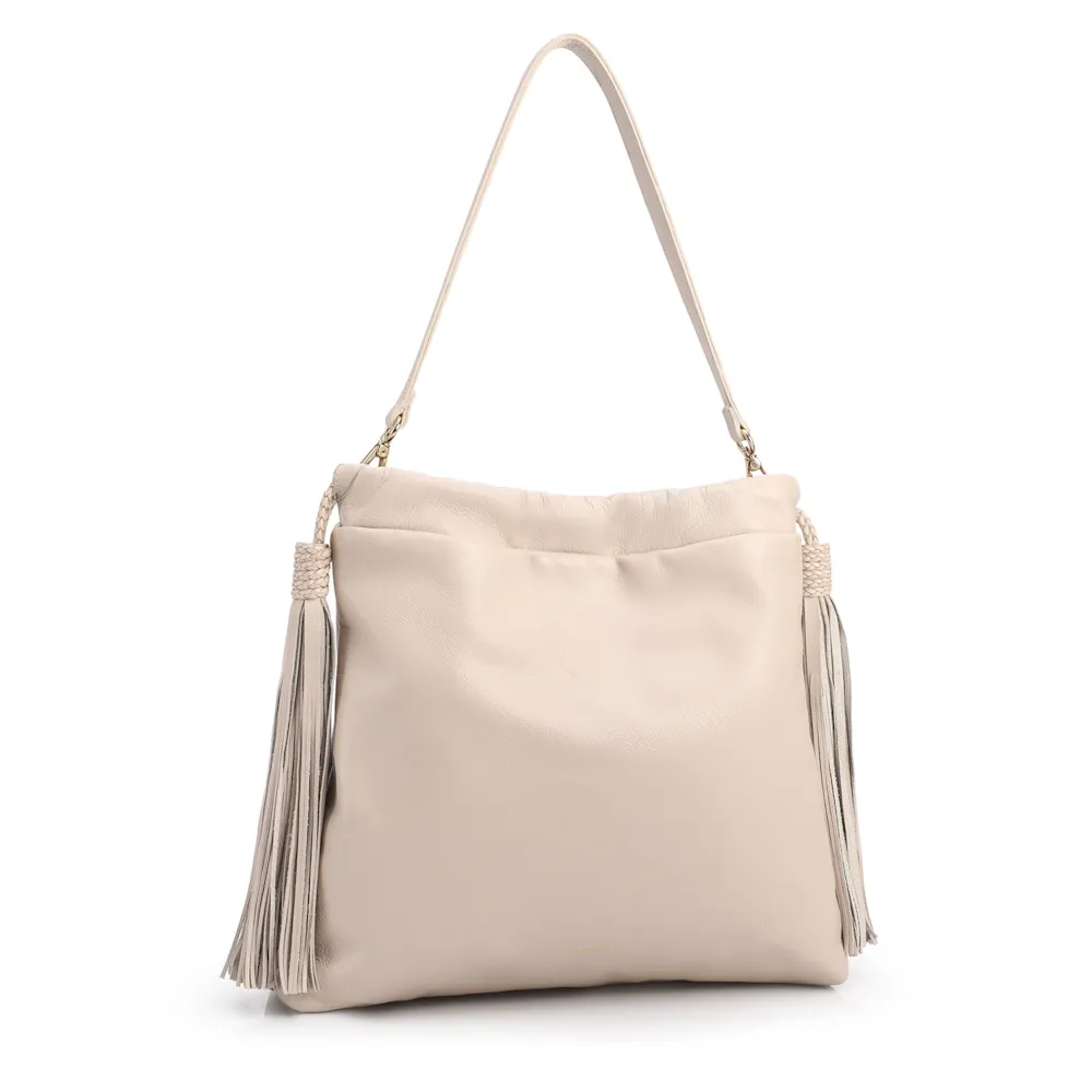Bolsa Hobo Média Couro Off White Barbicachos Laterais - imagem 2