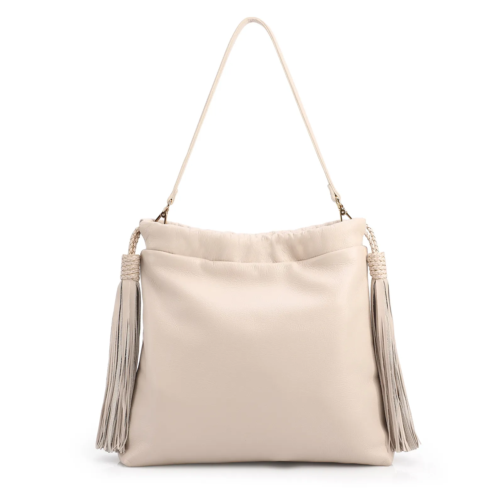 Bolsa Hobo Média Couro Off White Barbicachos Laterais
