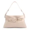 Bolsa Hobo Média Couro Off White Tiras Frontais Pedras - imagem 1