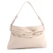 Bolsa Hobo Média Couro Off White Tiras Frontais Pedras - imagem 2