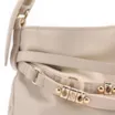 Bolsa Hobo Média Couro Off White Tiras Frontais Pedras - imagem 6