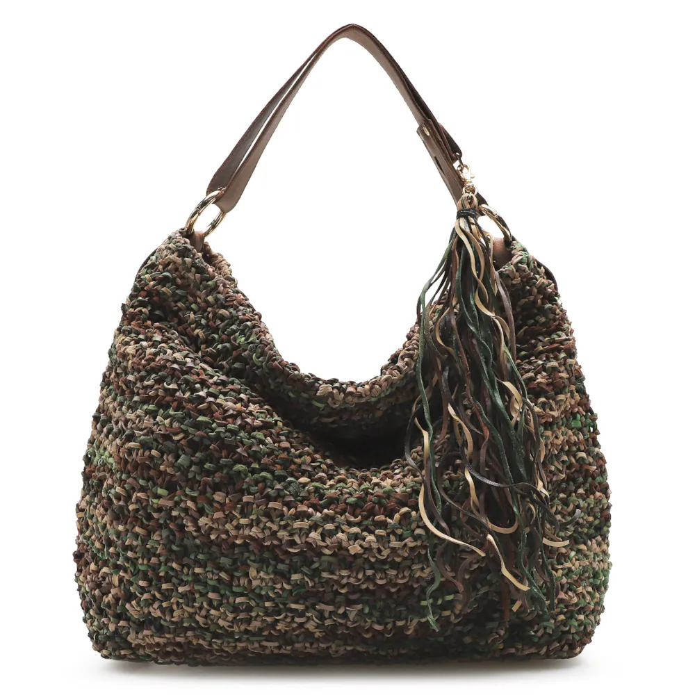 Bolsa Hobo Oliva/Marrom/Bege