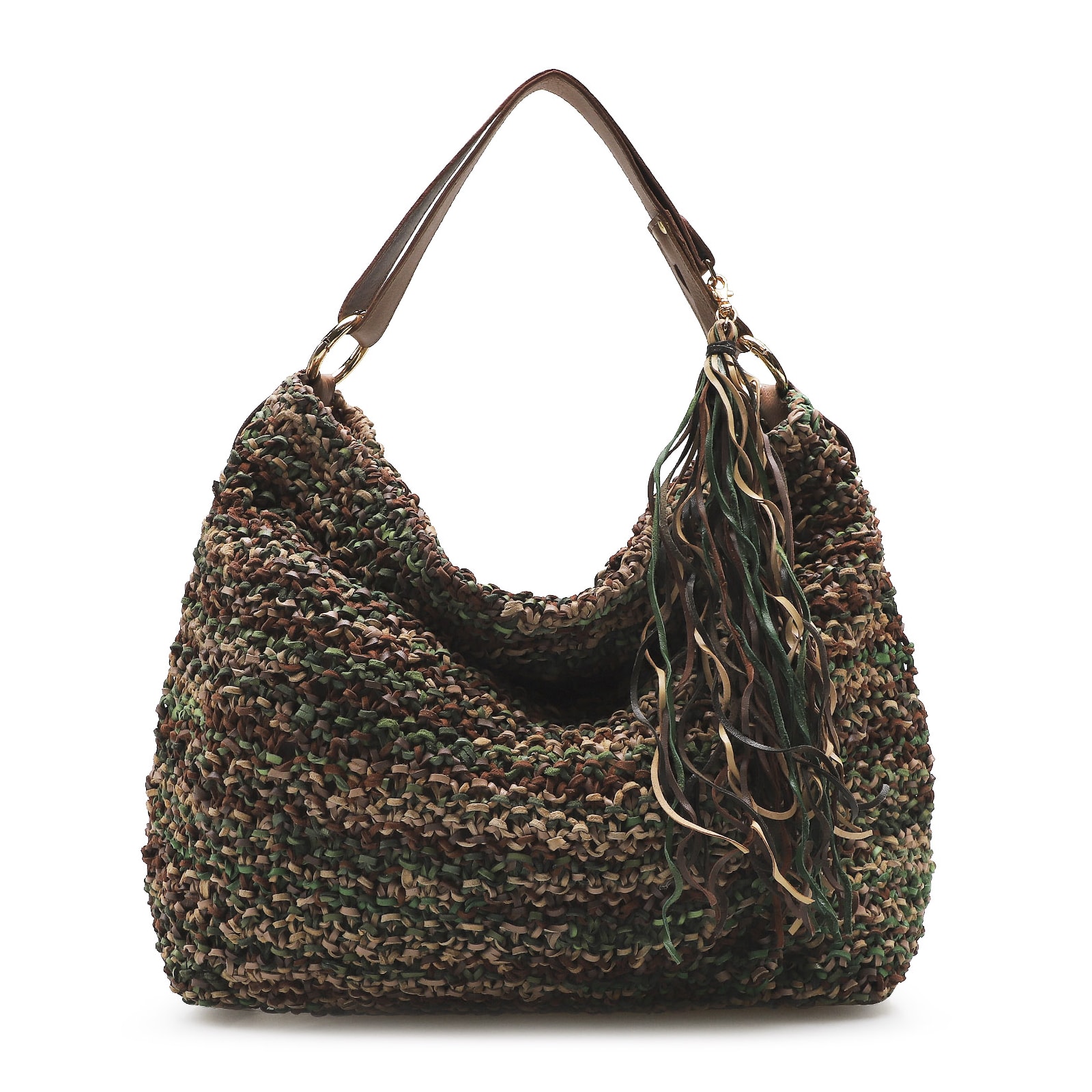 Bolsa Hobo Oliva/Marrom/Bege