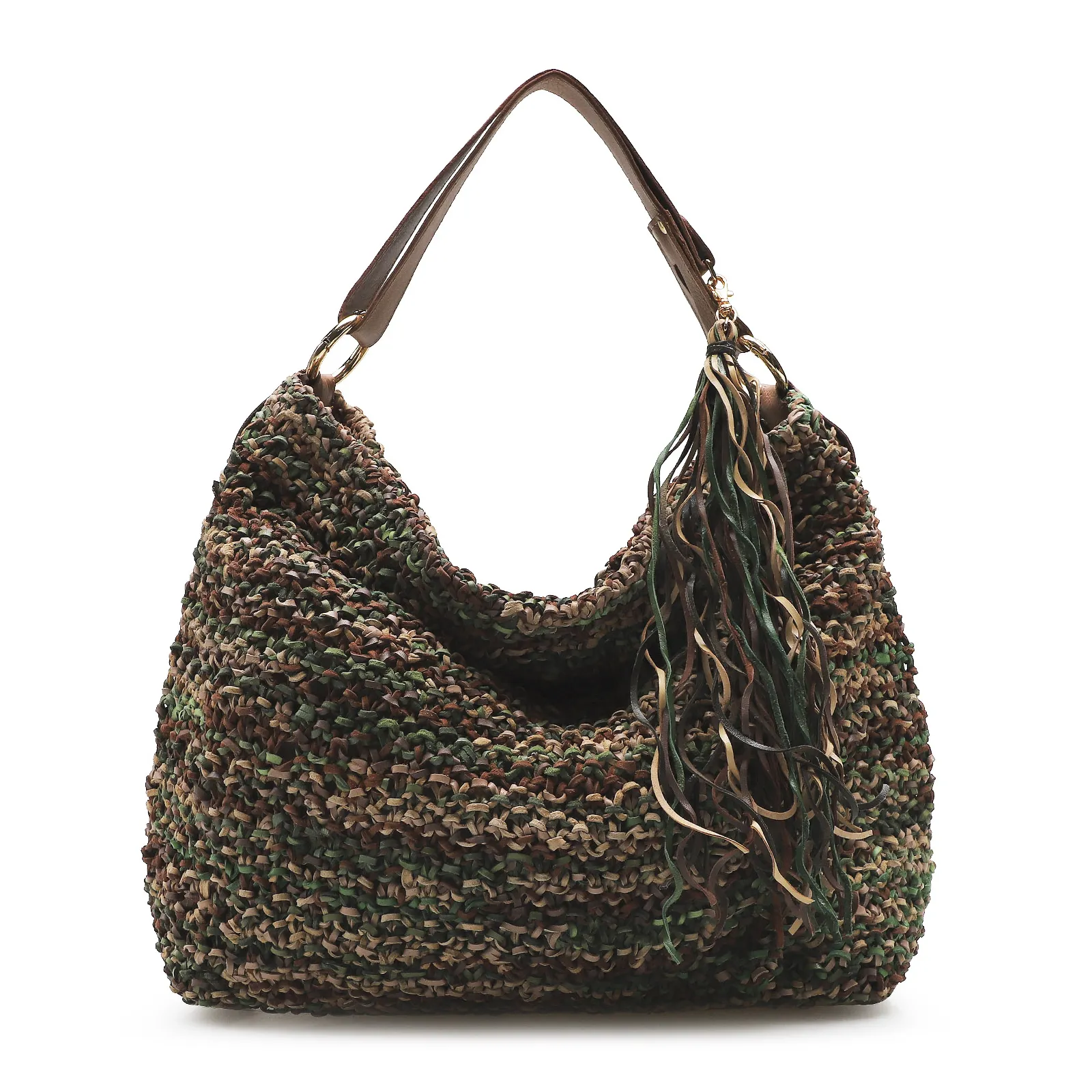 Bolsa Hobo Oliva/Marrom/Bege