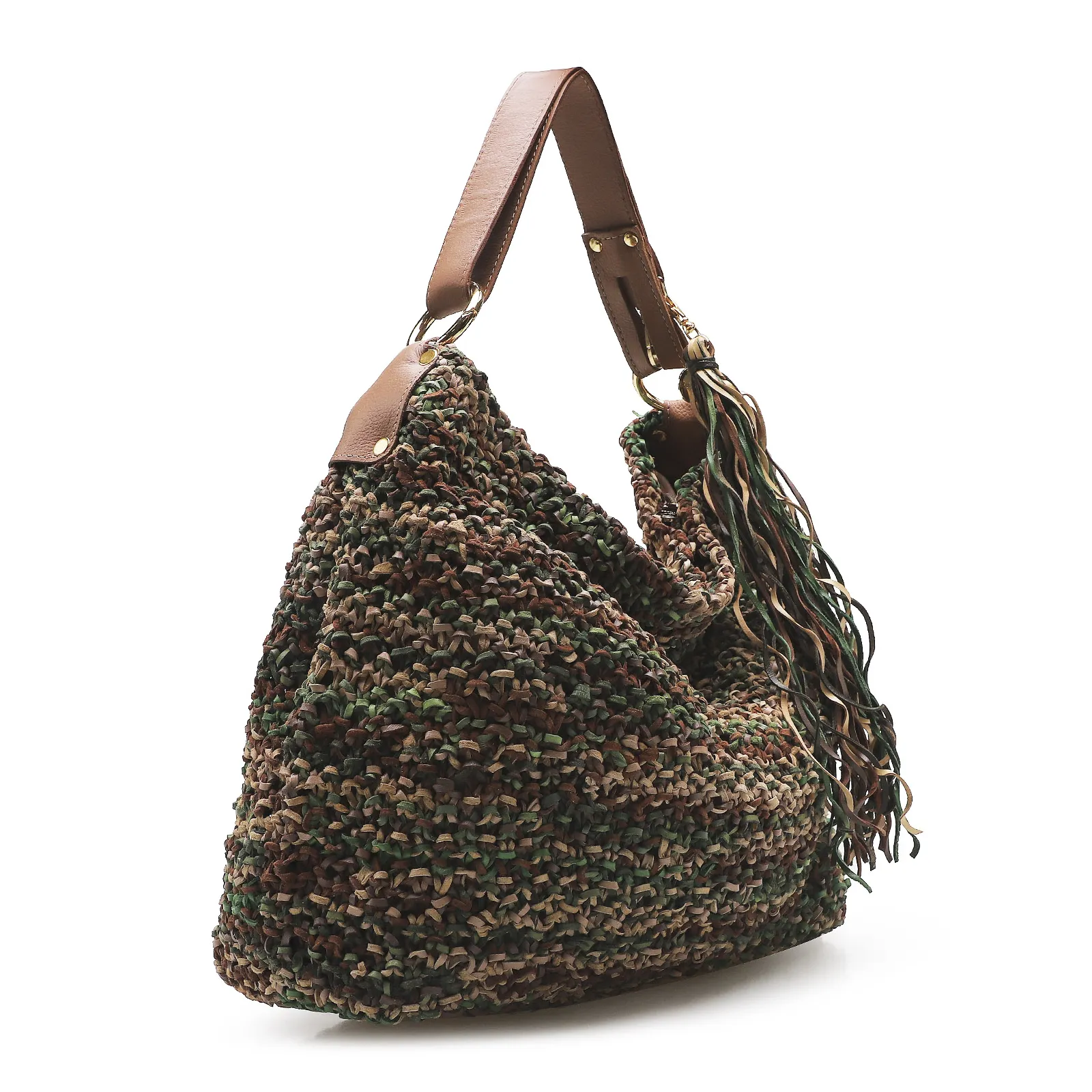 Bolsa Hobo Oliva/Marrom/Bege