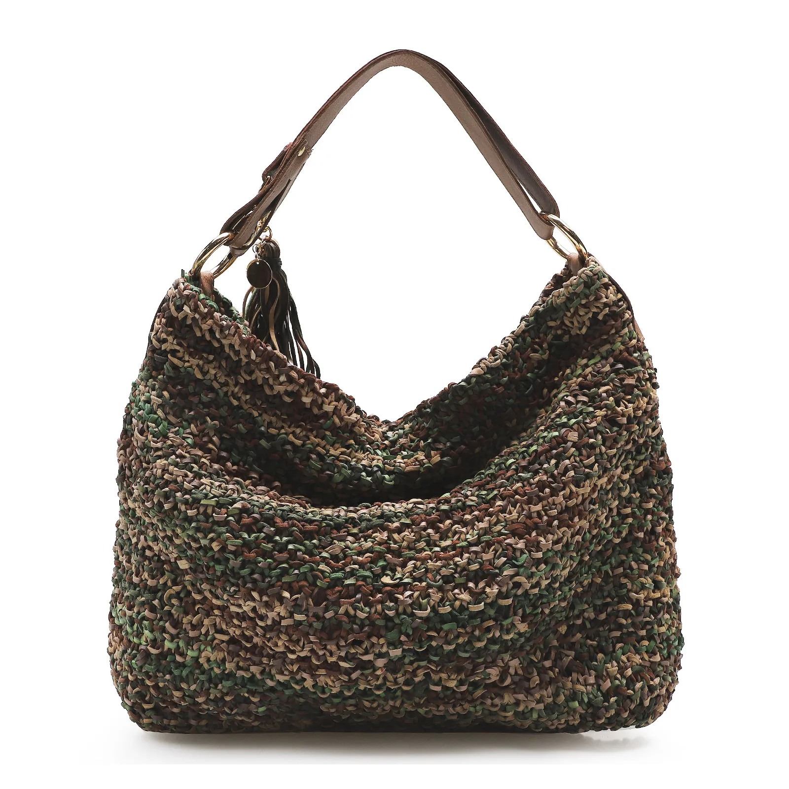 Bolsa Hobo Oliva/Marrom/Bege