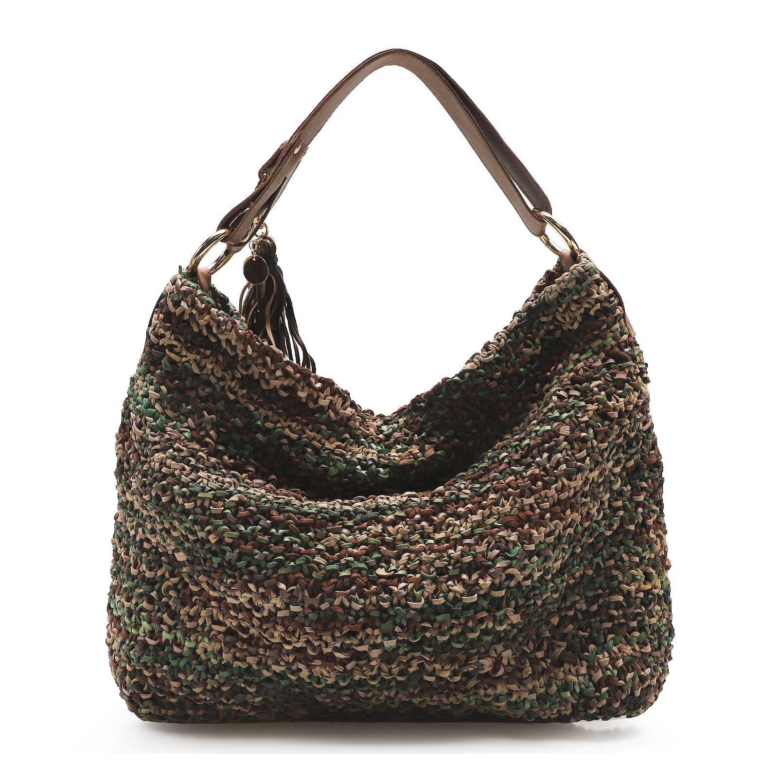 Bolsa Hobo Oliva/Marrom/Bege