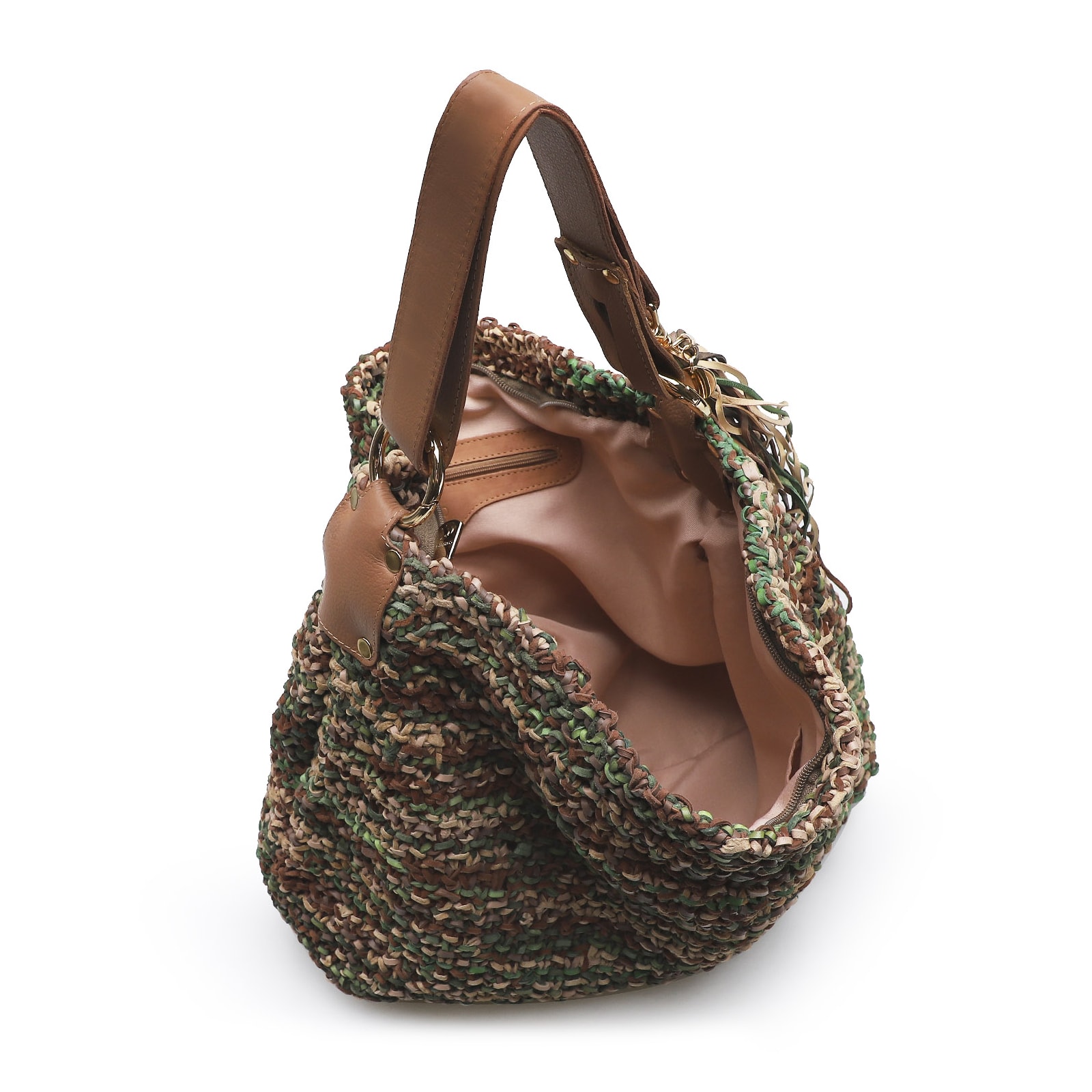 Bolsa Hobo Oliva/Marrom/Bege