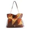 Bolsa Hobo Patchwork Couro Marrom/Patchwork Colorido - imagem 1