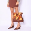 Bolsa Hobo Patchwork Couro Marrom/Patchwork Colorido - imagem 2