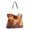 Bolsa Hobo Patchwork Couro Marrom/Patchwork Colorido - imagem 3