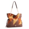 Bolsa Hobo Patchwork Couro Marrom/Patchwork Colorido - imagem 3