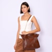 Bolsa Hobo Patchwork Couro Marrom/Patchwork Marrom - imagem 2