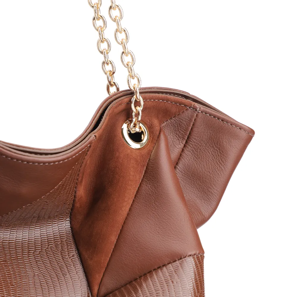 Bolsa Hobo Patchwork Couro Marrom/Patchwork Marrom - imagem 6